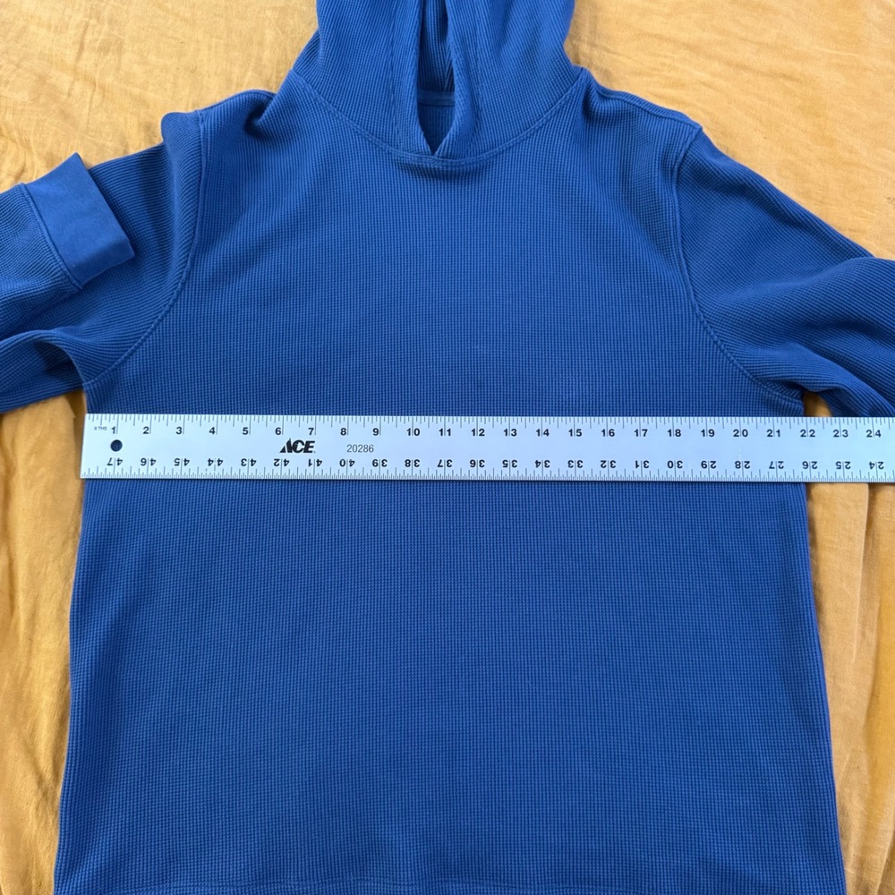 Lululemon Mens XL Waffle Knit Thermal Hoodie Blue Pullover Long Sleeve Shirt - Picture 6 of 6